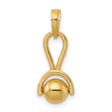 14k Yellow Gold Pendant with Stylized Ankh Symbol and Central Ball Element, Egyptian Inspired