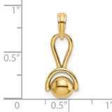 14k Yellow Gold Pendant with Stylized Ankh Symbol and Central Ball Element, Egyptian Inspired