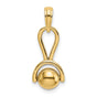 14k Yellow Gold Pendant with Stylized Ankh Symbol and Central Ball Element, Egyptian Inspired
