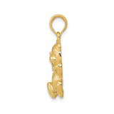14k Yellow Gold Teddy Bear Pendant with Textured Finish and Bow Tie Charm