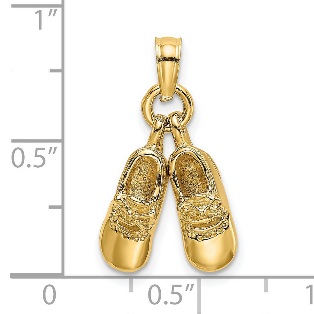 14k Yellow Gold Baby Shoe Pendant Charm, Movable Booties Symbolizing Motherhood and Love