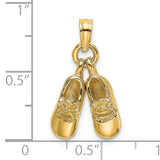 14k Yellow Gold Baby Shoe Pendant Charm, Movable Booties Symbolizing Motherhood and Love