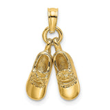 14k Yellow Gold Baby Shoe Pendant Charm, Movable Booties Symbolizing Motherhood and Love