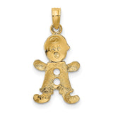14k Yellow Gold Boy Charm Pendant with Overalls and Cap, Sentimental Keepsake