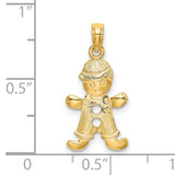 14k Yellow Gold Boy Charm Pendant with Overalls and Cap, Sentimental Keepsake