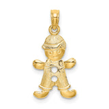 14k Yellow Gold Boy Charm Pendant with Overalls and Cap, Sentimental Keepsake