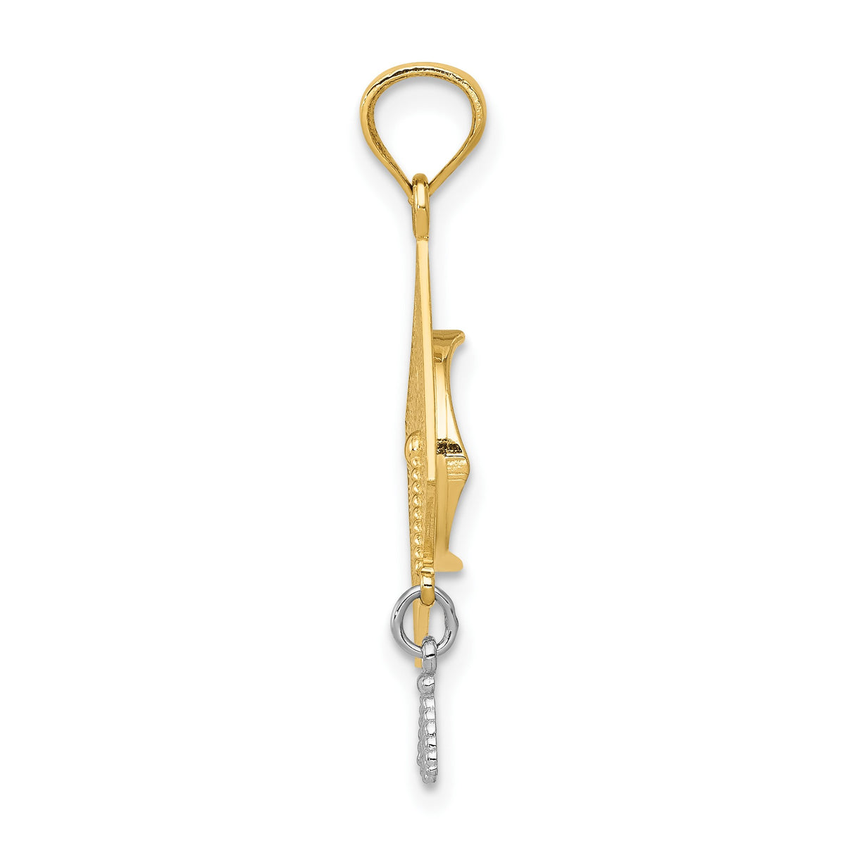 14k Yellow and Rhodium Gold Pendant, Graduation Cap with Polished Tassel, Dual Tone Academic Design