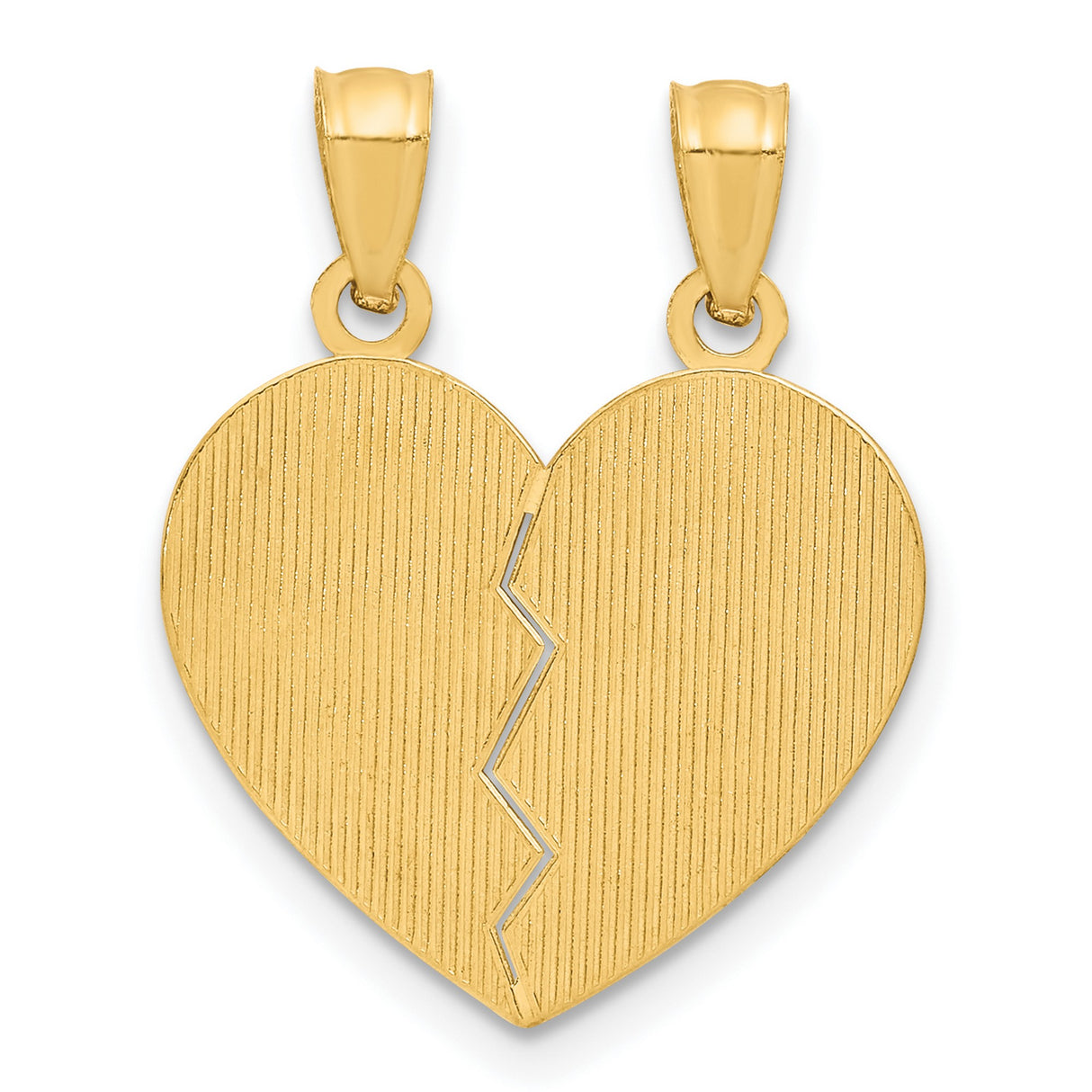 Best Friends Heart Break Apart Charm Pendant in Real 14k Yellow Gold