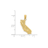 14k Yellow Gold Cali Girl Pendant with California State Outline, West Coast Theme