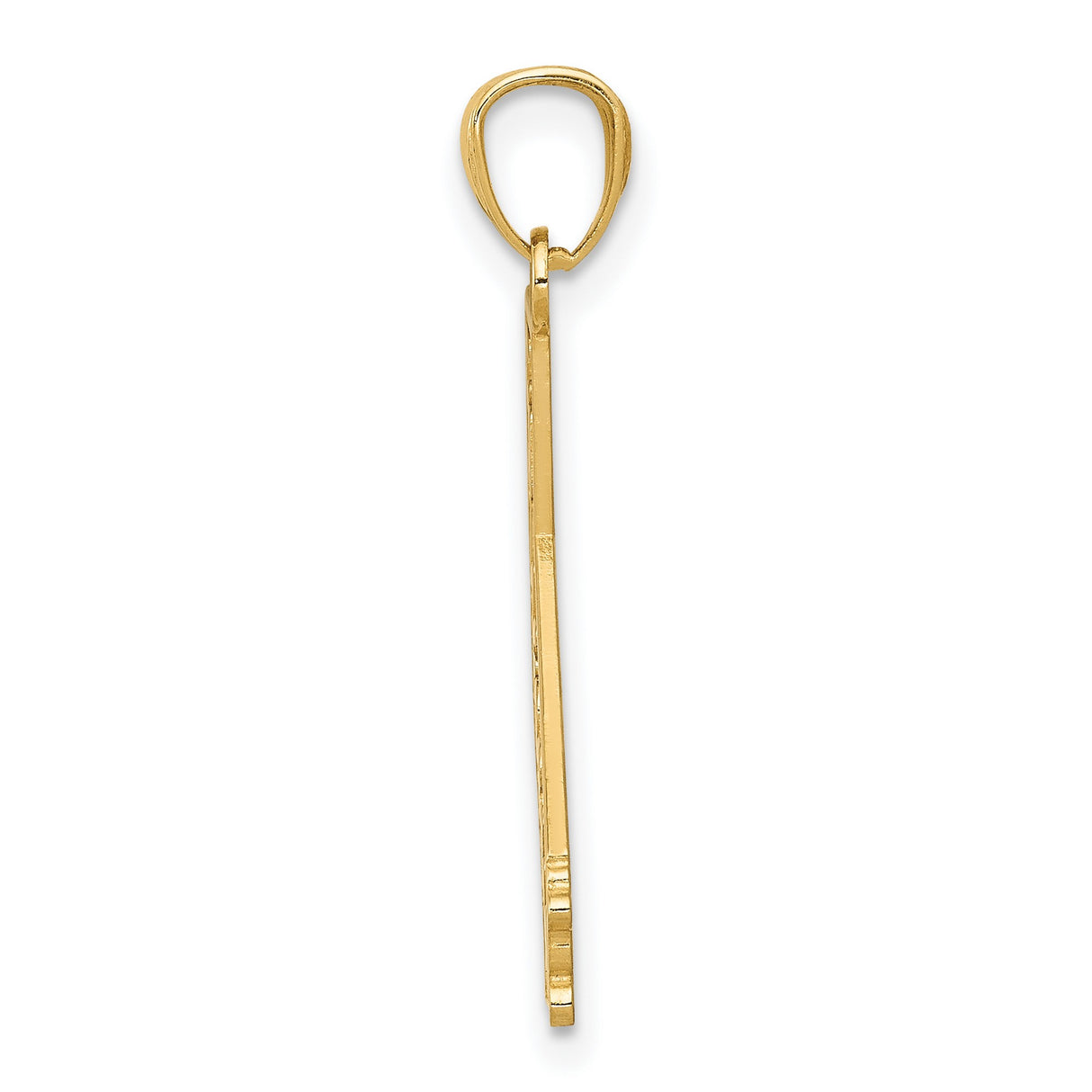 14k Yellow Gold California Map Pendant with Raised Lettering and Textured Outline Charm