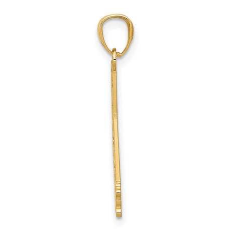 14k Yellow Gold California Map Pendant with Raised Lettering and Textured Outline Charm