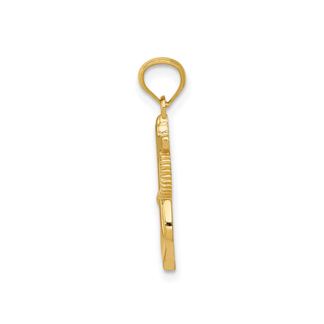 14k Yellow Gold Anchor Pendant with Detailed Rope Design, Nautical Christian Charm