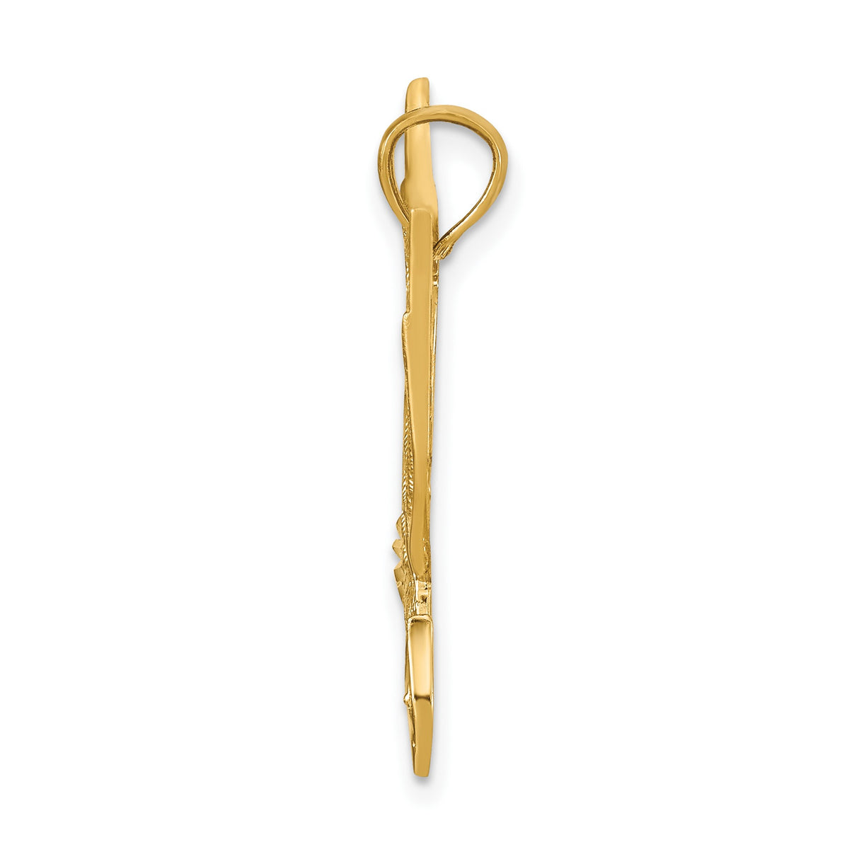 14k Yellow Gold Eagle Pendant, High Polish Detailed Mid-Flight Design, Patriotic Jewelry for Men