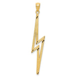 14k Yellow Gold Lightning Bolt Pendant, Sleek Polished Design, Unisex Energy Charm