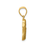 14k Yellow Gold Swan Pendant with Textured Diamond Cut Detail, Nature-Inspired Bird Charm for Women