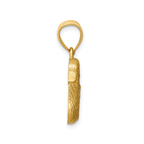 14k Yellow Gold Swan Pendant with Textured Diamond Cut Detail, Nature-Inspired Bird Charm for Women
