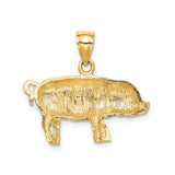 14k Yellow Gold Pig Pendant, Chinese Zodiac Charm with Satin Finish, Symbol of Prosperity and Good Fortune