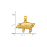 14k Yellow Gold Pig Pendant, Chinese Zodiac Charm with Satin Finish, Symbol of Prosperity and Good Fortune