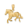 14k Yellow Gold Stallion Pendant, Detailed Running Horse Motif, Western Equestrian Style