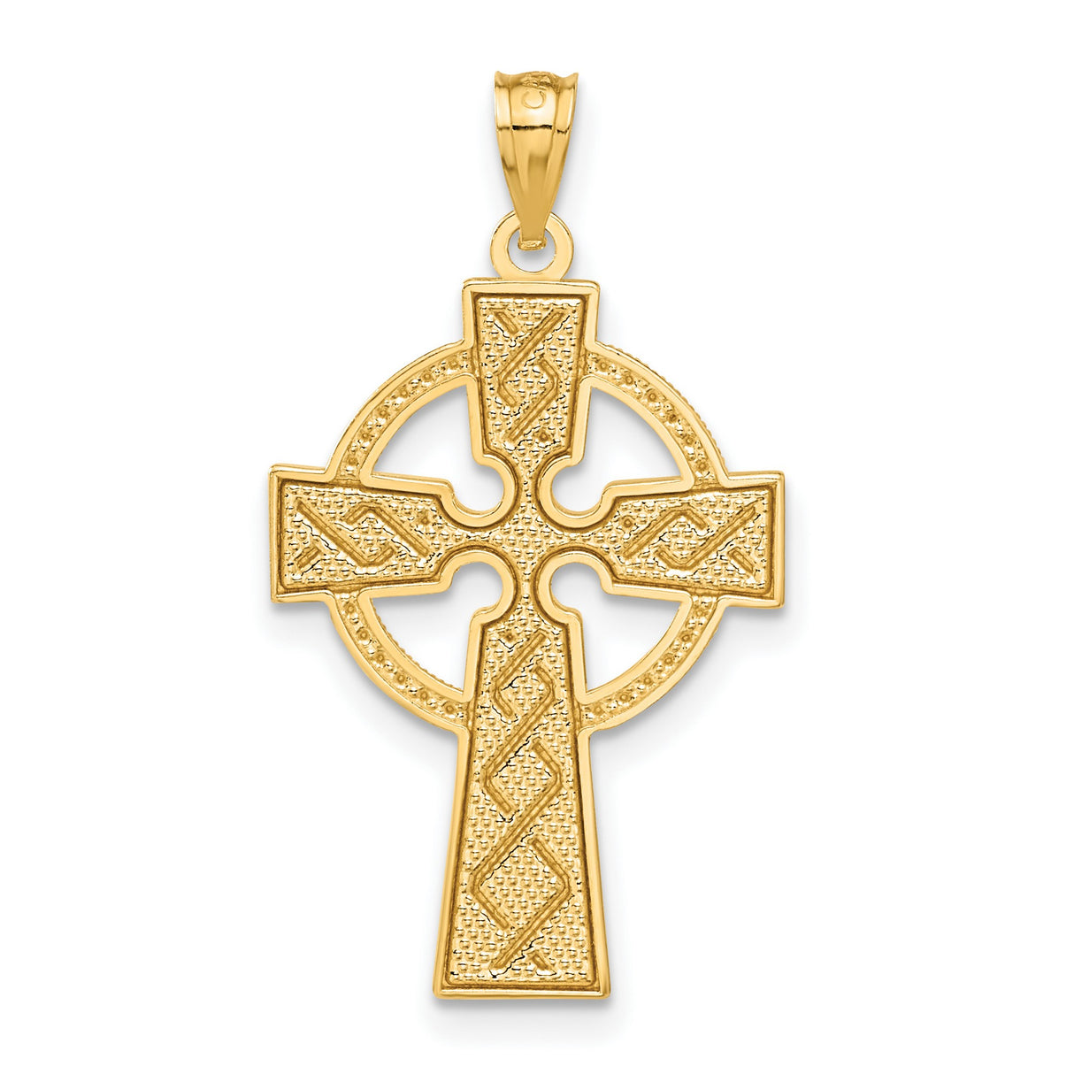 14k Yellow Gold Celtic Iona High Cross Pendant, Spiritual Religious Jewelry