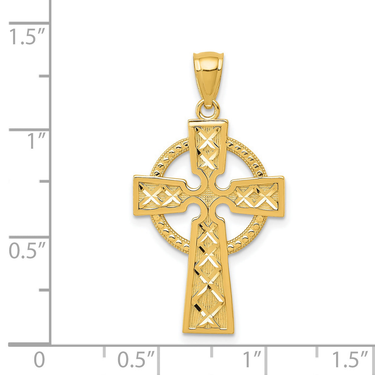 14k Yellow Gold Celtic Iona High Cross Pendant, Spiritual Religious Jewelry