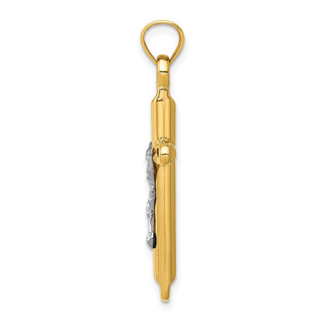 14k Two-Tone Gold Crucifix Pendant with Latin Cross Design for Men and Women