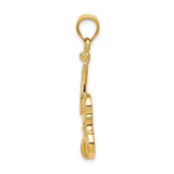 14k Yellow Gold Violin Pendant, Detailed Musical Instrument Design for Music Lovers