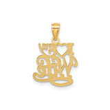 14k Yellow Gold Pendant, I Love My Wife Heart Design, Romantic Anniversary Jewelry for Men