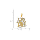 14k Yellow Gold Pendant, I Love My Wife Heart Design, Romantic Anniversary Jewelry for Men