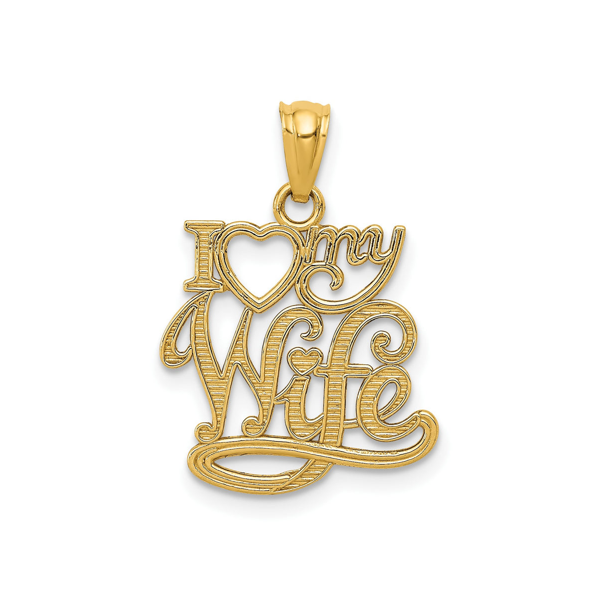 14k Yellow Gold Pendant, I Love My Wife Heart Design, Romantic Anniversary Jewelry for Men