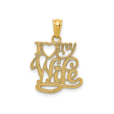 14k Yellow Gold Pendant, I Love My Wife Heart Design, Romantic Anniversary Jewelry for Men