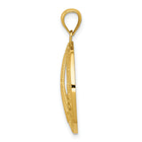 14k Yellow Gold Peace Sign Pendant with Love Faith Hope Words, Unisex Symbolic Charm