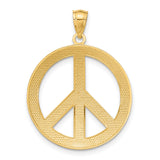 14k Yellow Gold Peace Sign Pendant, Polished Boho Spiritual Charm for Women or Unisex