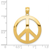 14k Yellow Gold Peace Sign Pendant, Polished Boho Spiritual Charm for Women or Unisex