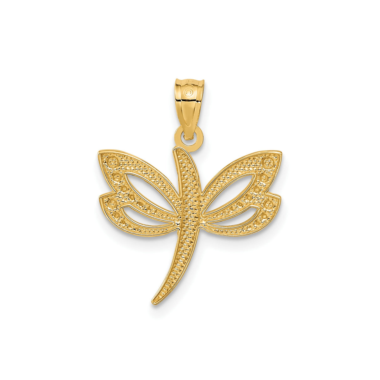 14k Two-Tone Gold Filigree Dragonfly Pendant, Polished Finish, Symbolic Nature Jewelry for Women
