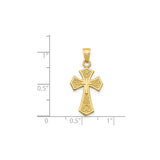 14k Yellow Gold Reversible Faith Cross Pendant with Scrollwork and Textured Design