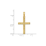 14k Yellow Gold Reversible Latin Cross Pendant with Polished Finish and Embossed Design