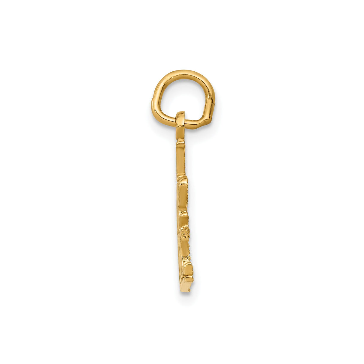 14k Yellow Gold I Love Music Pendant, Stacked Text Design, Unisex Musical Charm