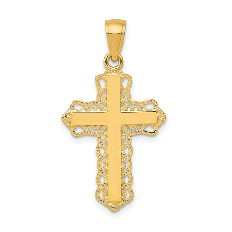 Latin Cross Charm Pendant in Real 14k Yellow Gold