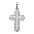 Lace Trim Cross Charm Pendant in Real 14k White Gold