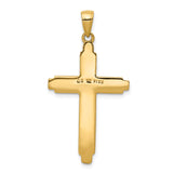 14k Yellow Gold Latin Cross Pendant with Beaded Border and Milgrain Detail