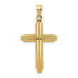 14k Yellow Gold Latin Cross Pendant with Beaded Border and Milgrain Detail