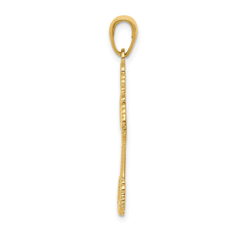 14k Yellow Gold Cross Pendant with Filigree Heart Design, Christian Religious Jewelry