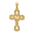 14k Yellow Gold Cross Pendant with Filigree Heart Design, Christian Religious Jewelry