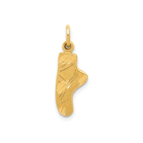 14k Yellow Gold Ballet Slipper Charm Pendant, Etched Dance Jewelry for Women and Girls