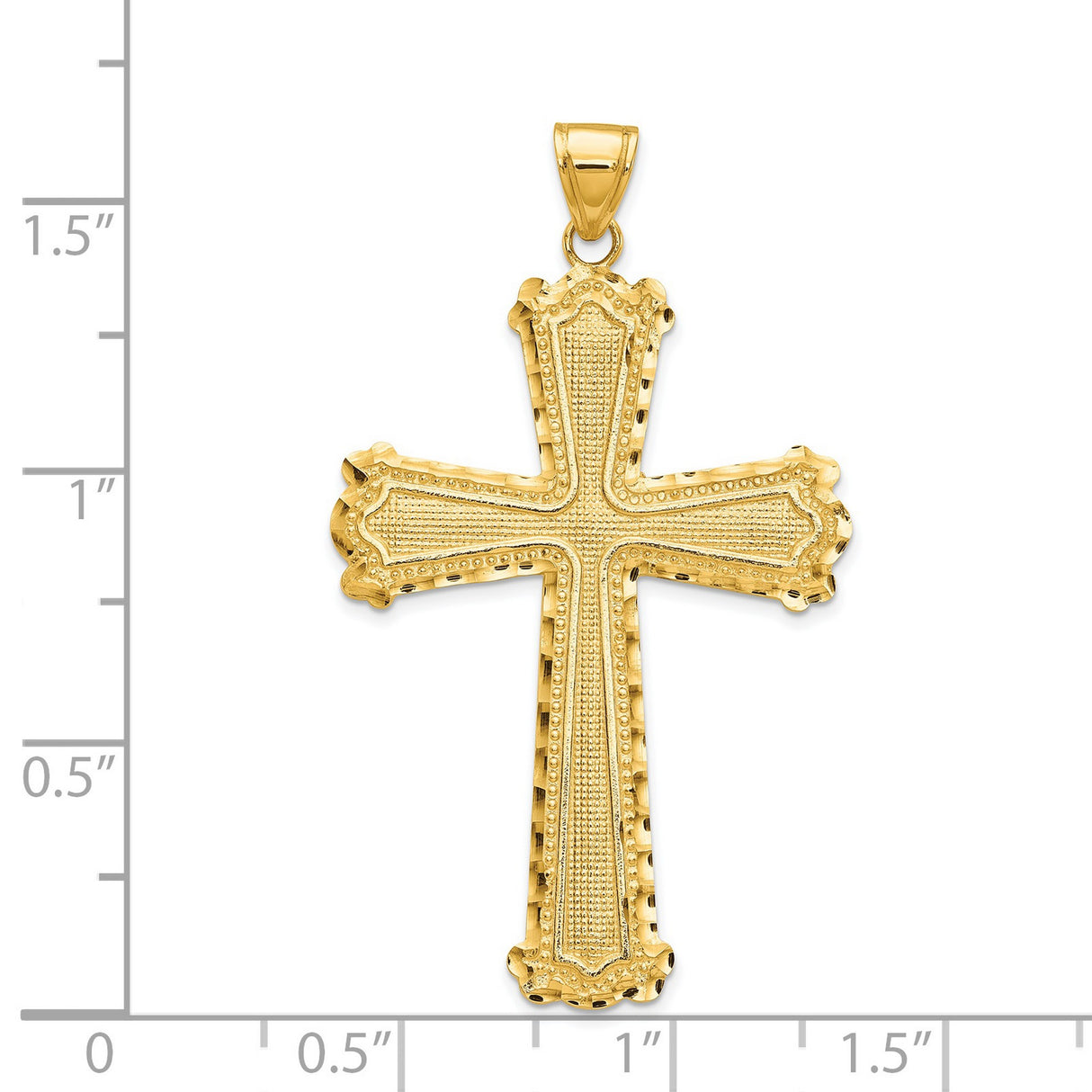 Diamond-Cut Latin Cross Charm Pendant in Real 14k Yellow Gold