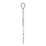 14k White Gold Cross Pendant, Textured Diamond-Cut Christian Jewelry for Men and Women