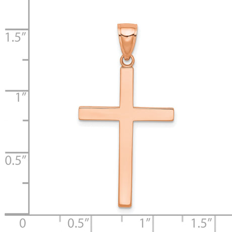 14k Rose Gold Cross Pendant, Minimalist Modern Faith Jewelry for Men and Women
