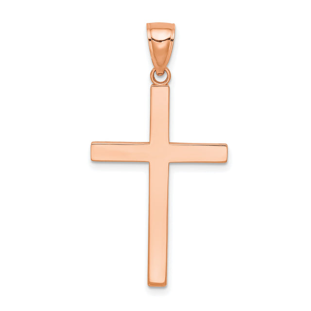 Stick Cross Charm Pendant in Real 14k Rose Gold