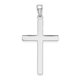 14k White Gold Latin Cross Pendant, Reversible Mirror Finish, Minimalist Religious Charm